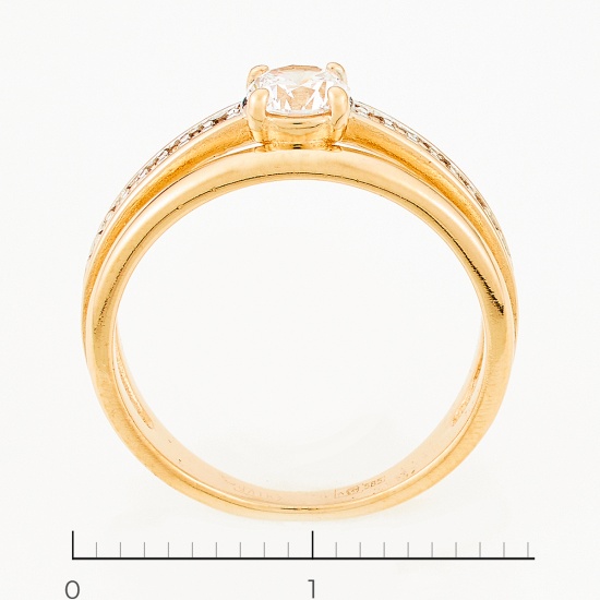Кольцо из красного золота 585 пробы c фианитами, Л64013969 за 17700