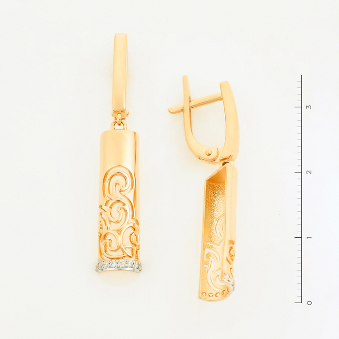Серьги из красного золота 585 пробы c фианитами