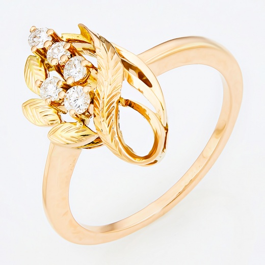 Кольцо из комбинированного золота 585 пробы c 5 бриллиантами Л05130199 фото 1