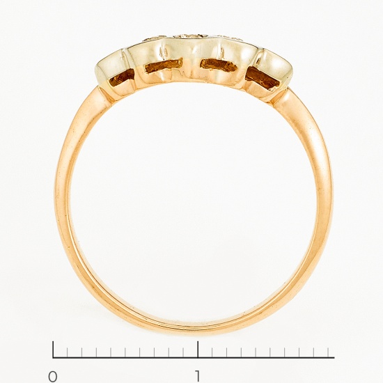 Кольцо из комбинированного золота 585 пробы c 3 бриллиантами, Л52067262 за 13450