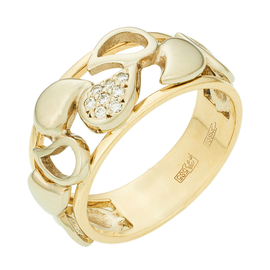 Кольцо из комбинированного золота 585 пробы c 8 бриллиантами, Л75016282 за 46900
