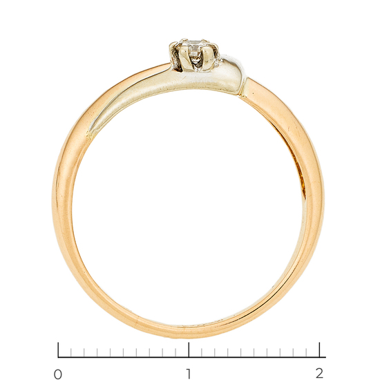 Кольцо из комбинированного золота 585 пробы c 1 бриллиантом, Л29123786 за 18200