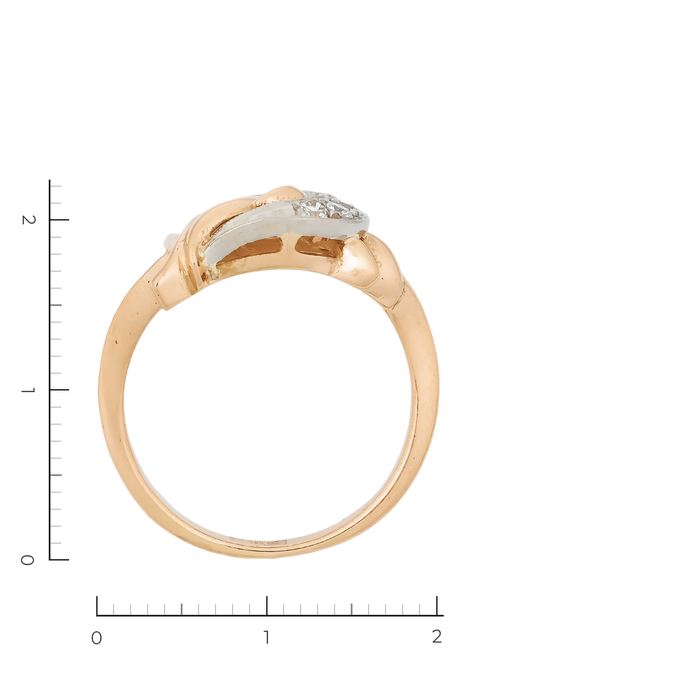 Кольцо из комбинированного золота 585 пробы c 6 бриллиантами, Л 2809 8428 за 27900