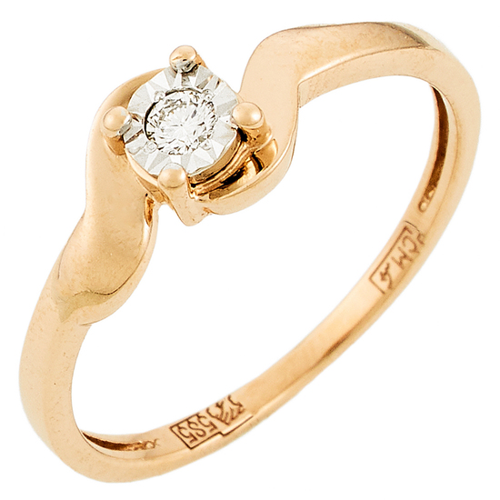 Кольцо из комбинированного золота 585 пробы c 1 бриллиантом, Л09104124 за 5160