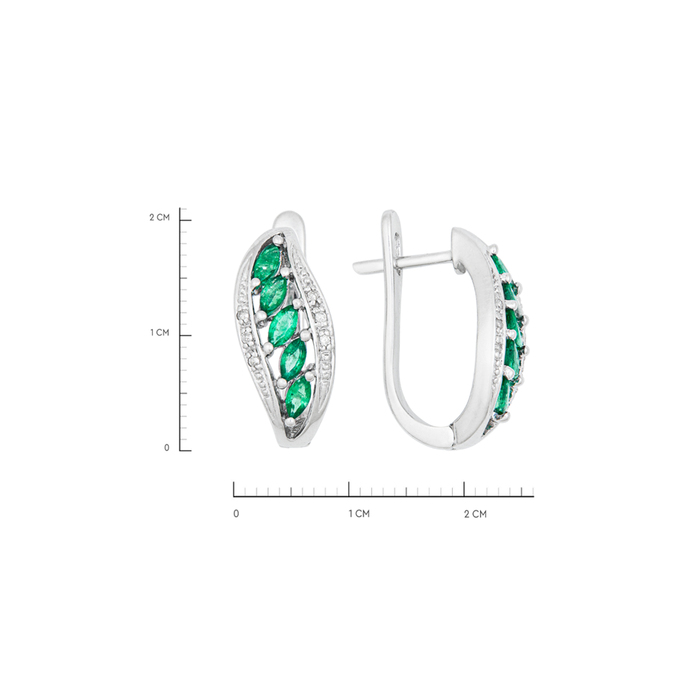 Серьги из золота 585 пробы c изумрудами и бриллиантами, К 0000 3187 за 55200