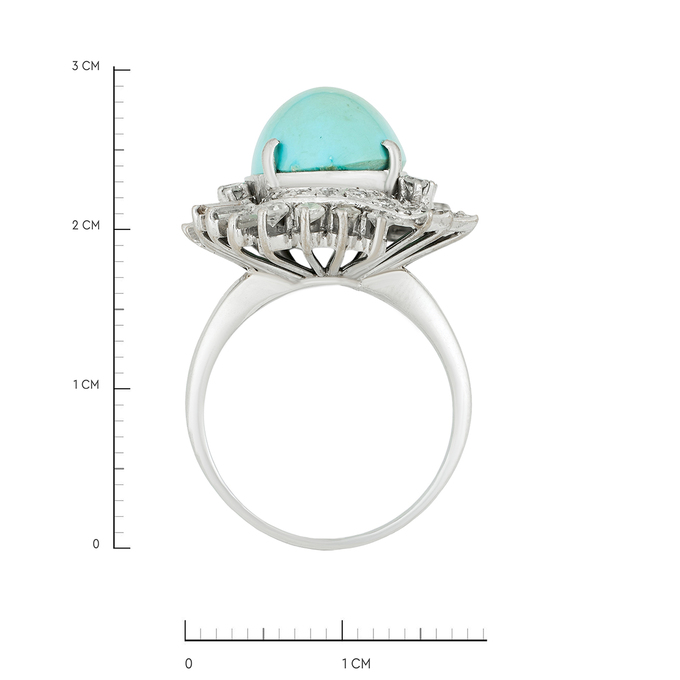 Кольцо из золота 585 пробы c бриллиантами и бирюзой