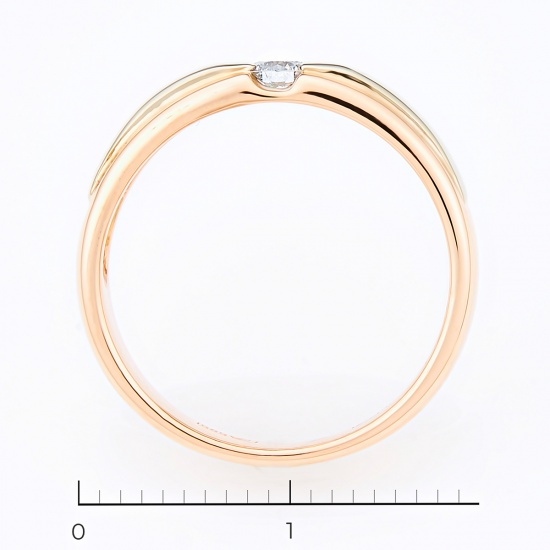 Кольцо из комбинированного золота 585 пробы c 1 бриллиантом, Л37050653 за 18515