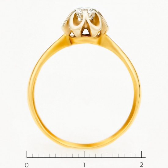 Кольцо из комбинированного золота 750 пробы c 1 бриллиантом, Л28058601 за 58050