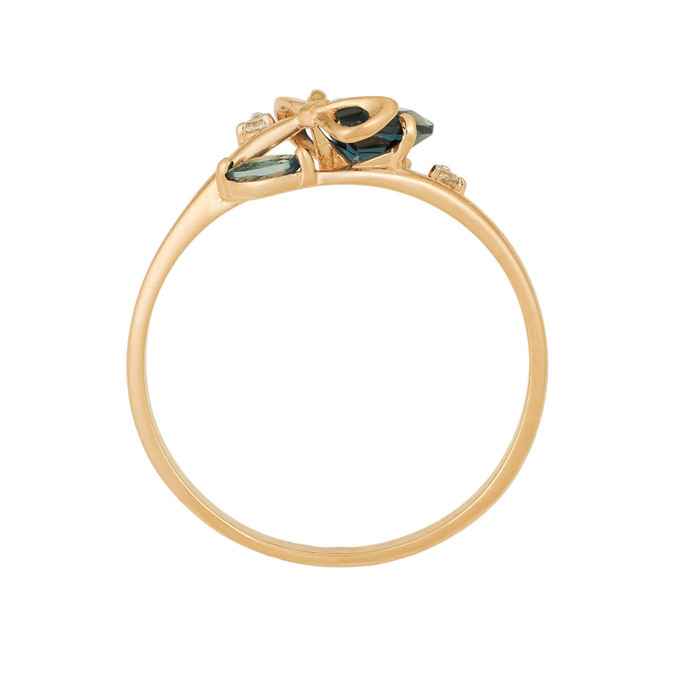 Кольцо из золота 585 пробы c топазами Лондон и фианитами