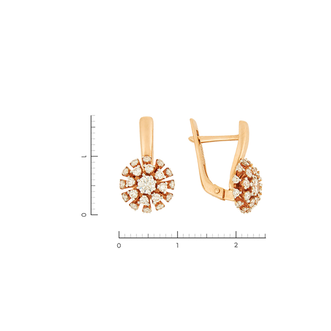 Серьги из красного золота 585 пробы c 42 бриллиантами, Л 2810 1088 за 55000