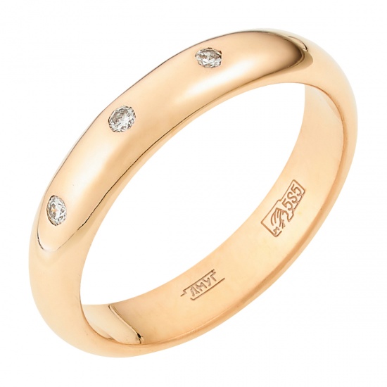 Кольцо из красного золота 585 пробы c 3 бриллиантами, Л23043101 за 15075