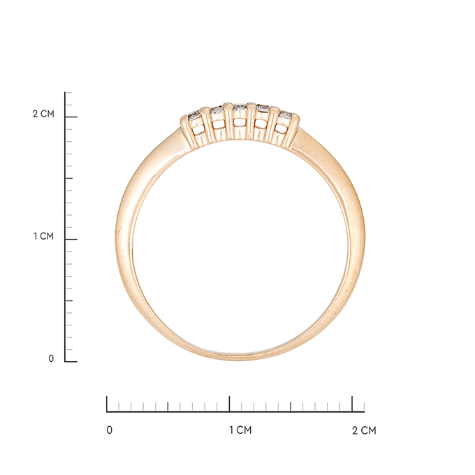 Кольцо из золота 585 пробы c 5 бриллиантами