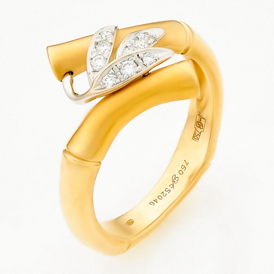Кольцо из комбинированного золота 750 пробы c 9 бриллиантами, Л57026119 за 155000