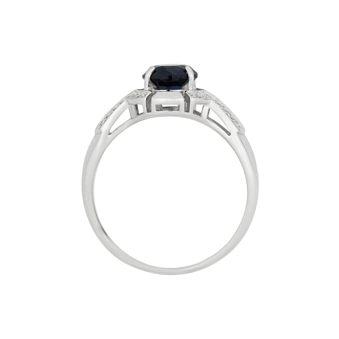 Кольцо из золота 585 пробы c бриллиантами и синтетическим сапфиром, Л 5703 1960 за 28400