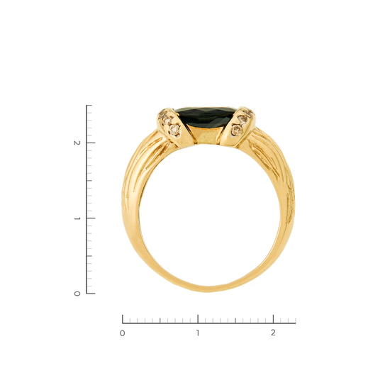 Кольцо из желтого золота 585 пробы c 1 сапфиром и 16 бриллиантами, Л05141529 за 113200