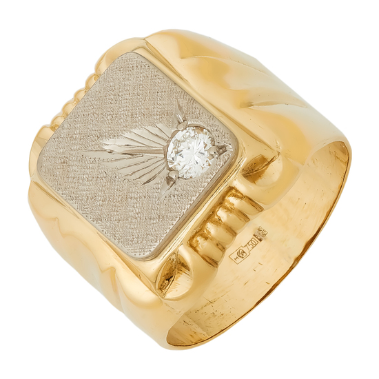 Кольцо из комбинированного золота 750 пробы c 1 бриллиантом, Л09104826 за 124250