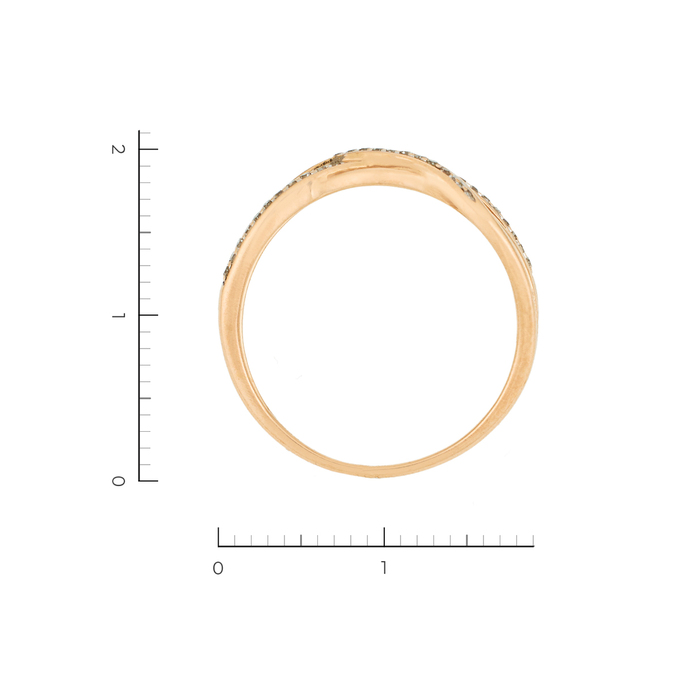 Кольцо из комбинированного золота 585 пробы c 33 бриллиантами