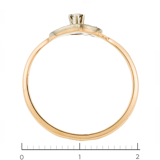 Кольцо из комбинированного золота 583 пробы c 4 бриллиантами, Л36060055 за 9560