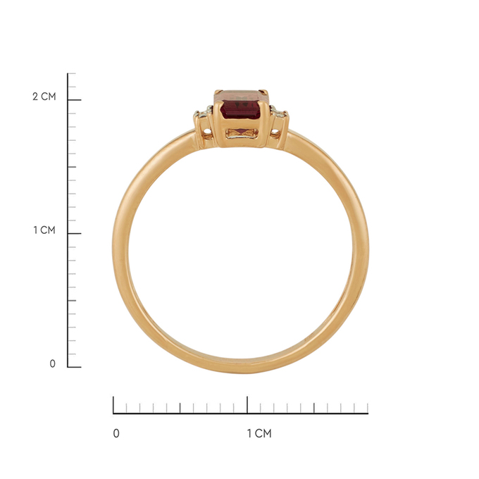 Кольцо из золота 585 пробы c родолитом и бриллиантами, Л 3309 7542 за 22000