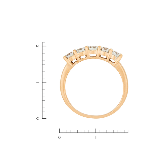Кольцо из красного золота 585 пробы c 5 бриллиантами, Л 0909 6909 за 69000