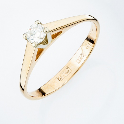 Кольцо из комбинированного золота 585 пробы c 1 бриллиантом Л62007466 фото 1