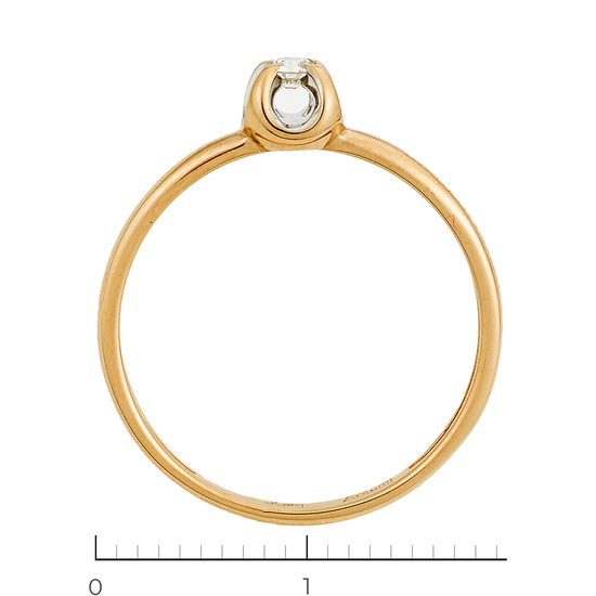 Кольцо из комбинированного золота 585 пробы c 1 бриллиантом, Л28079142 за 8700
