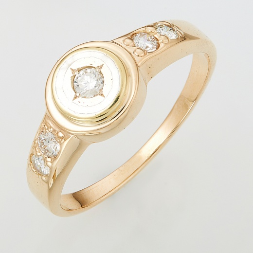 Кольцо из комбинированного золота 585 пробы c 5 бриллиантами 117519 фото 1