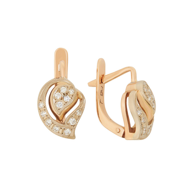 Серьги из золота 585 пробы c бриллиантами, Ц О007 1955 за 71840