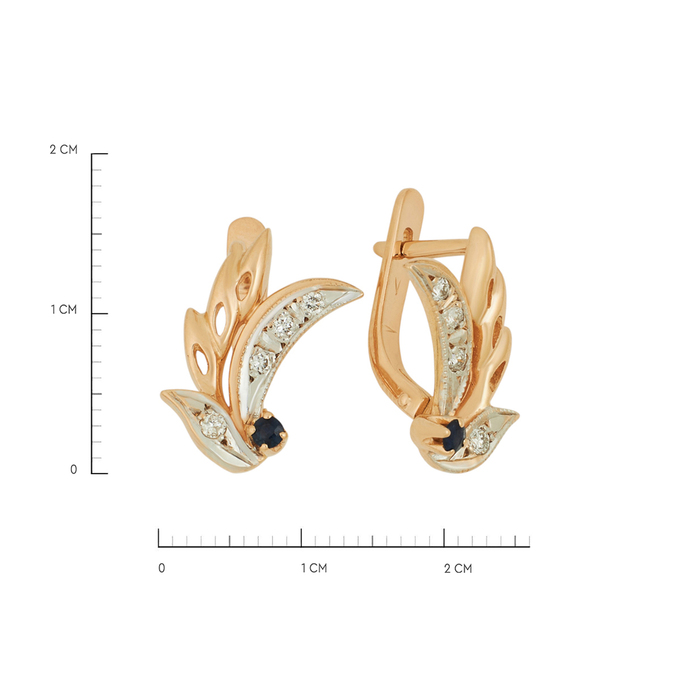 Серьги из золота 585 пробы c сапфирами и бриллиантами