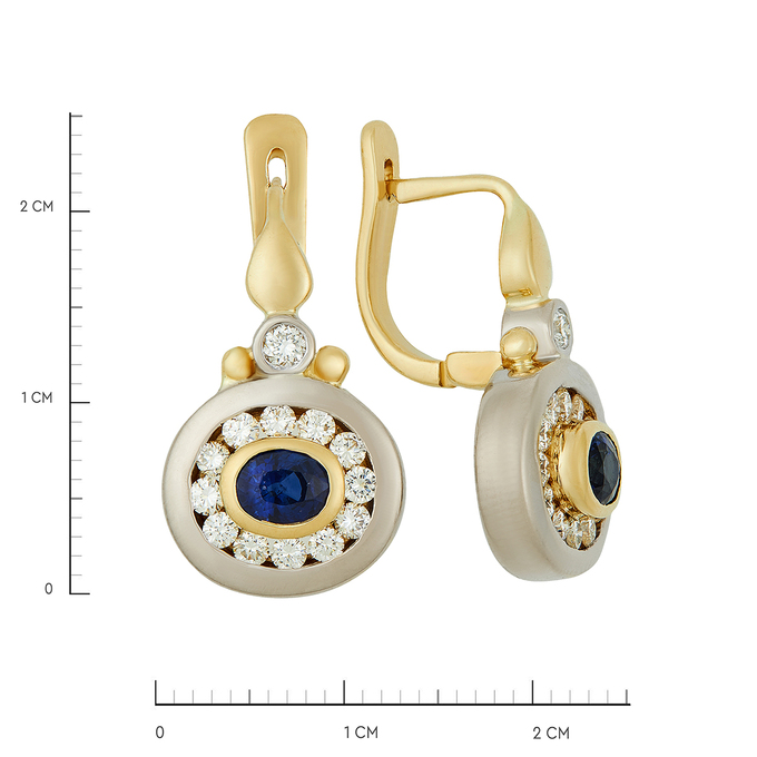 Серьги из золота 750 пробы c сапфирами и бриллиантами, Л 7502 8299 за 175000