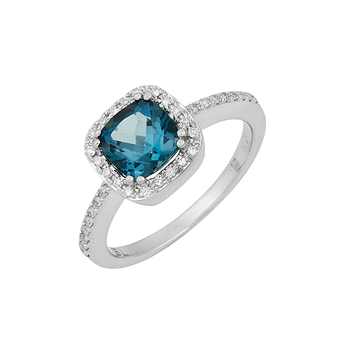 Кольцо из золота 585 пробы c топазом Лондон и бриллиантами, Л 3209 1258 за 31000