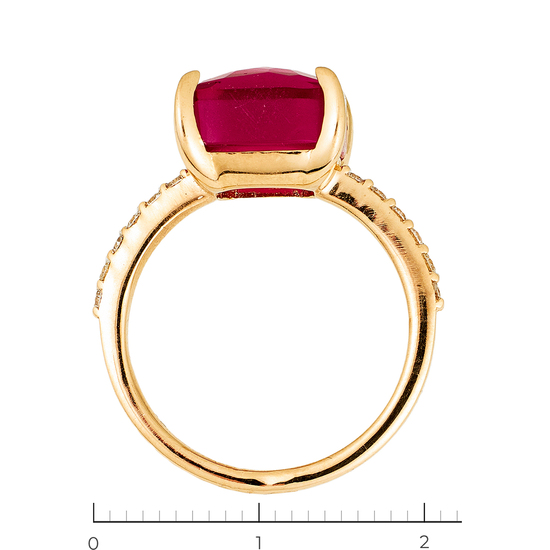 Кольцо из красного золота 750 пробы c 12 бриллиантами и 1 камнем синтетическим, Л32076639 за 35940