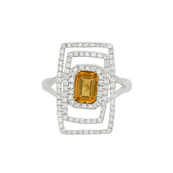 Кольцо из золота 750 пробы c цитрином и бриллиантами, Л 2811 8863 за 105000