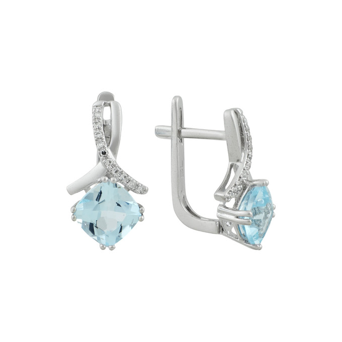 Серьги из золота 585 пробы c топазами и бриллиантами, Ц О007 2267 за 37940