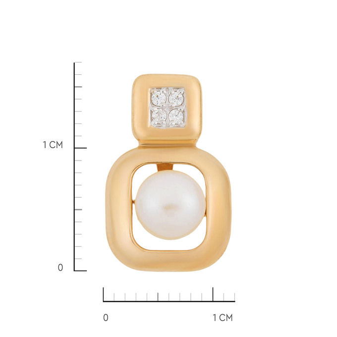 Подвеска из золота 585 пробы c культивированным жемчугом и фианитами, Л 4807 9079 за 15200