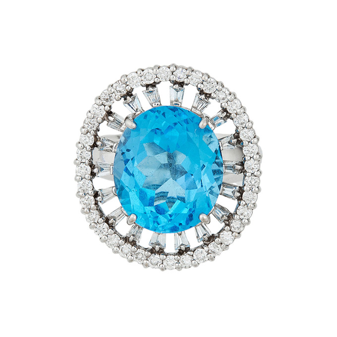 Кольцо из золота 585 пробы c топазом и бриллиантами, Л 2811 6917 за 112000