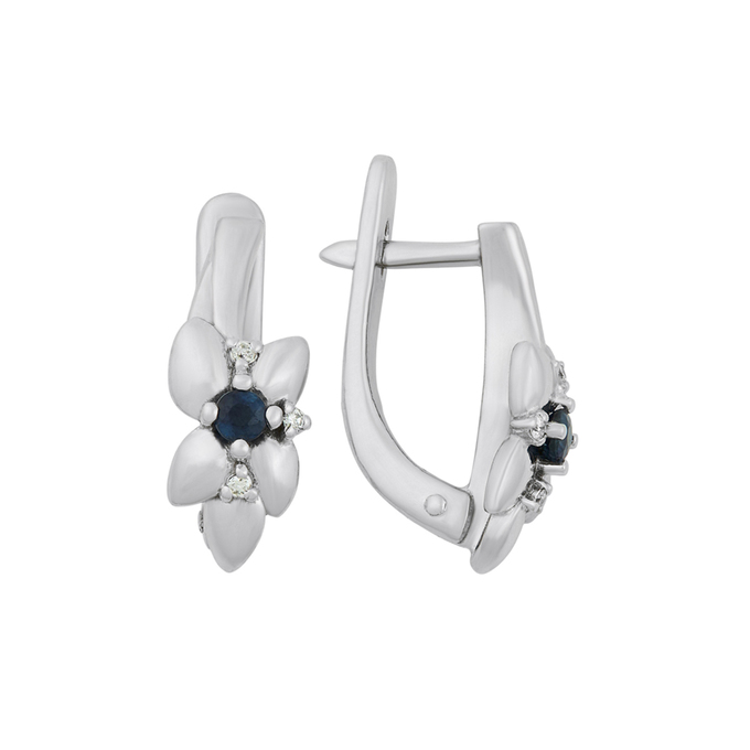 Серьги из золота 375 пробы c сапфирами и бриллиантами