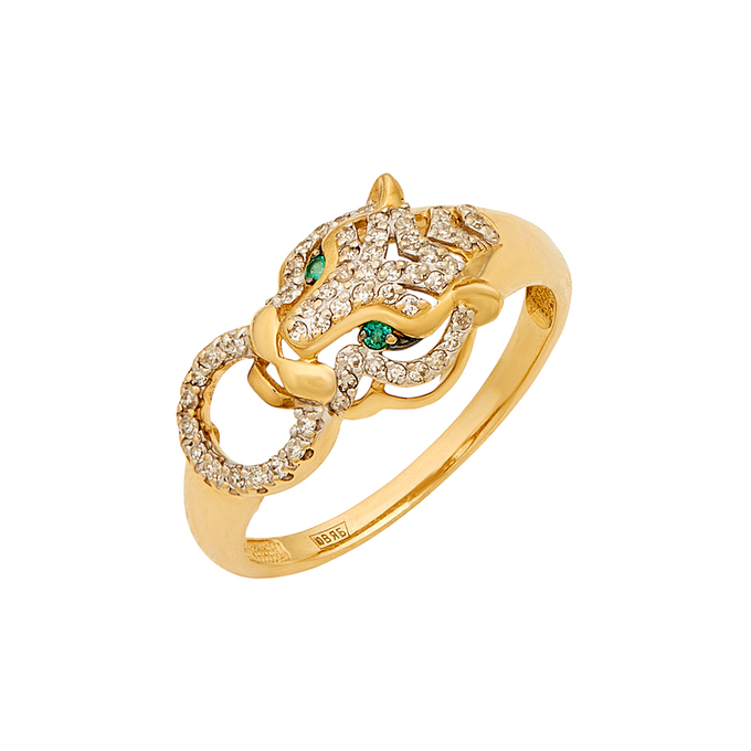 Кольцо из золота 585 пробы c изумрудами и бриллиантами, Л 0515 2609 за 54560