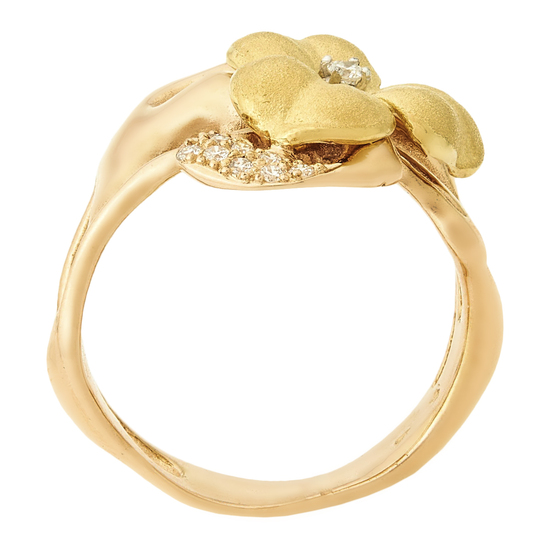 Кольцо из комбинированного золота 750 пробы c 10 бриллиантами, Л60020425 за 99000