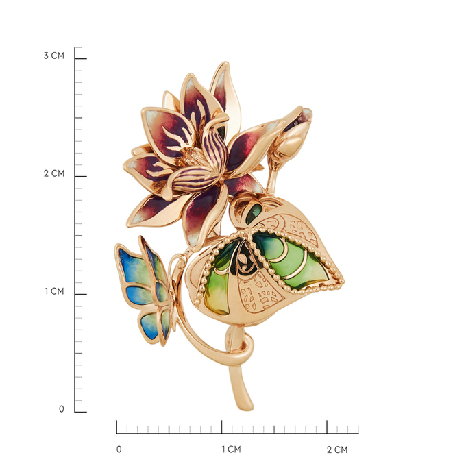 Брошь из золота 585 пробы c эмалью, Л 3506 7930 за 28500