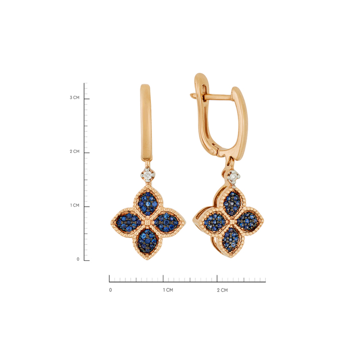 Серьги из золота 585 пробы c бриллиантами и сапфирами, Л 1811 5783 за 54320