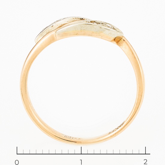 Кольцо из комбинированного золота 585 пробы c 4 бриллиантами, Л61020279 за 11950