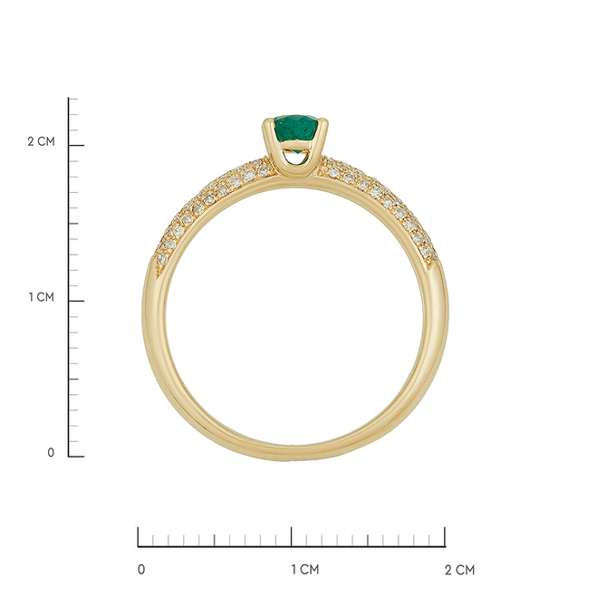 Кольцо из золота 585 пробы c изумрудом и бриллиантами, Л 2212 9632 за 59680