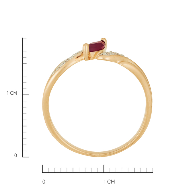 Кольцо из золота 585 пробы c рубином и бриллиантами, Л 2213 0252 за 25600