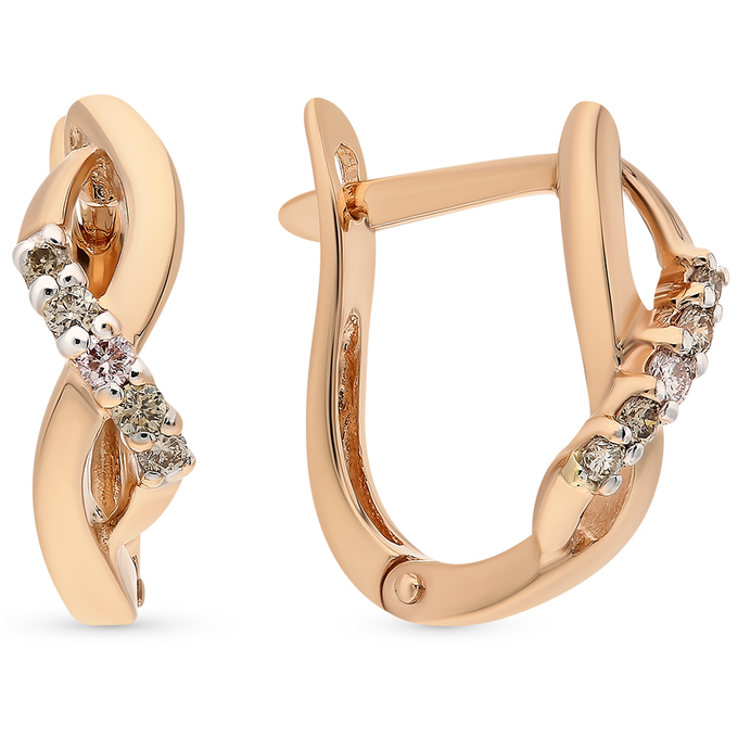 Серьги из золота 585 пробы c 10 бриллиантами