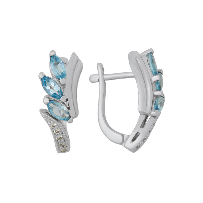 Серьги из золота 585 пробы c топазами и бриллиантами, Ц О007 2112 за 65920