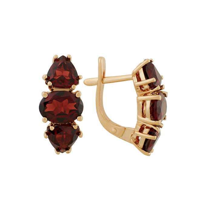 Серьги из золота 585 пробы c гранатами, Ц О007 1605 за 67920