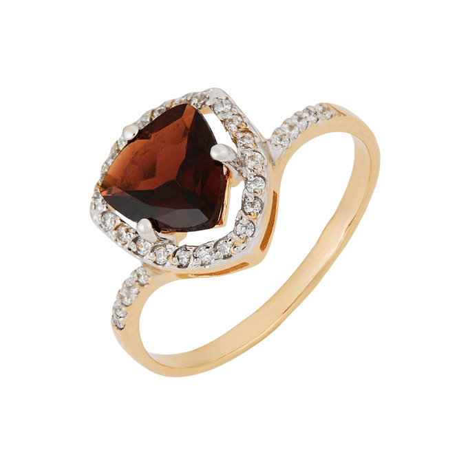 Кольцо из золота 585 пробы c гранатом и фианитами, Л 7601 7938 за 19600