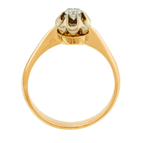 Кольцо из комбинированного золота 750 пробы c 1 бриллиантом, Л47089371 за 20250