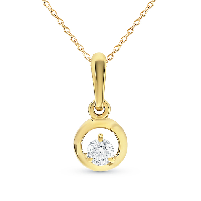 Кулон из желтого золота 585 пробы c 1 бриллиантом